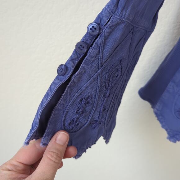 G. Designs Natural Fashions Top Womens S Blue Boho Embroidered Ethereal Whimsy - Picture 6 of 8
